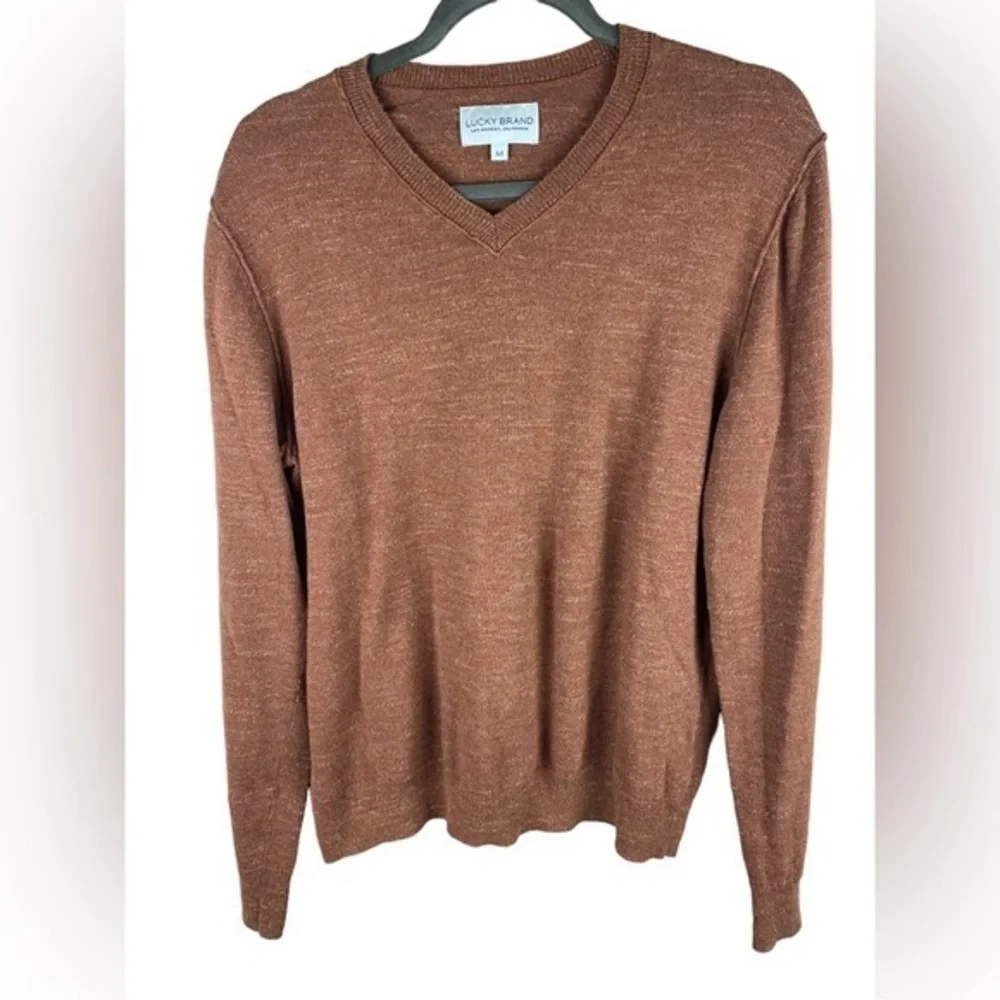 Lucky Brand Men’s vintage 90s brown V-Neck long sleeve knit sweater M